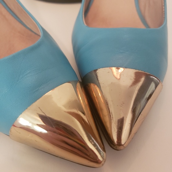 turquoise aquamarine pointed toe stiletto heel - Picture 3 of 6